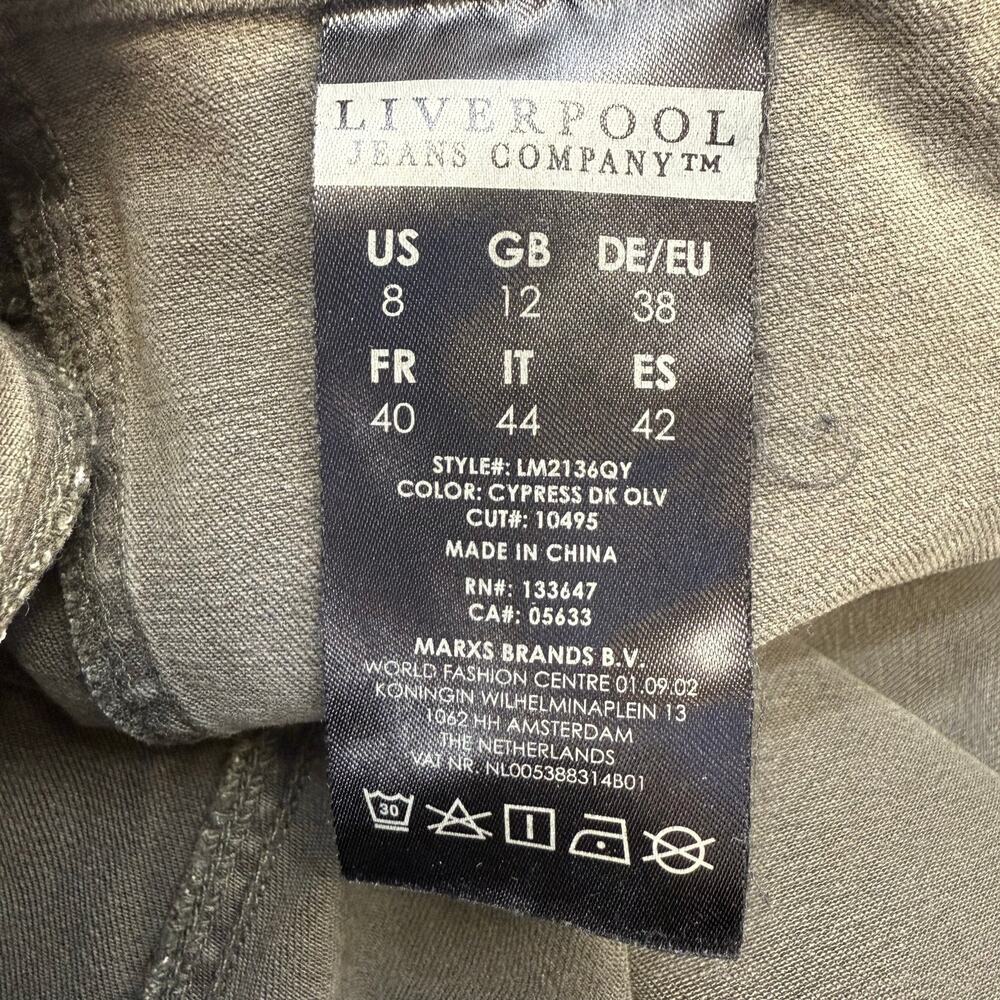 Liverpool Cargo Jeans Women's 8/29 Olive Green The Ankle Cargo Skinny Preppy - Picture 10 of 16